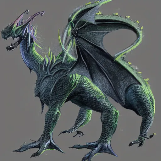Prompt: draconite creature design by neville page