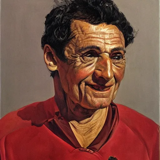 Image similar to portrait of eusebio, painting by paula rego, high detail, high resolution