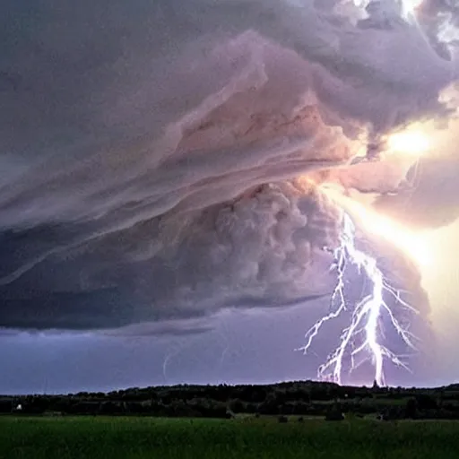 Image similar to violent turbulent cloud with lightning