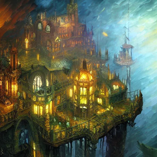 Image similar to underground castles cryengine render by android jones, james christensen, rob gonsalves, leonid afremov and tim white