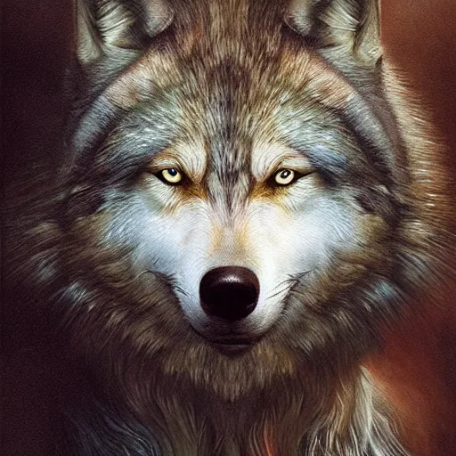 Prompt: half wolf half human hit intricate skin, fur, silicone cover, elegant, peaceful, full body, hyper realistic, extremely detailed, dnd character art portrait, fantasy art, intricate fantasy painting, dramatic lighting, vivid colors, deviant art, artstation, by edgar maxence and caravaggio and michael whelan and delacroix