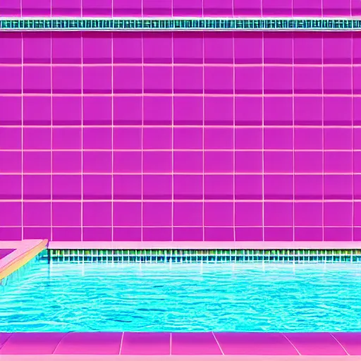 Image similar to vaporwave swimming pool with nobody, pinkish color