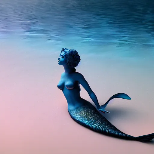 Image similar to a beautiful mermaid swimming, octane render