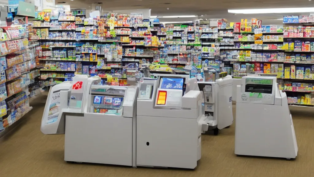 Image similar to origami inequitable convenience store robo - cashier