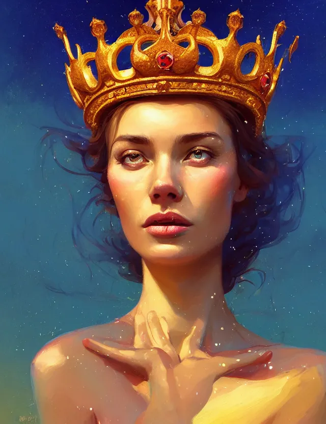 Image similar to blurred background. close-up portrait of a goddess in crown, by Artem Chebokha by Anka Zhuravleva, Anato Finnstark and Alena Aenami, Angus McKie, Anton Fadeev, by Jesper Ejsing, by RHADS, Makoto Shinkai and Lois van baarle, ilya kuvshinov, rossdraws global illumination, octane render, unreal engine, cinematic counter light, high detail, octane render, 4k