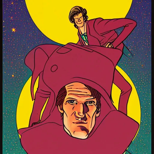 Image similar to matt smith retro minimalist portrait moebius starwatcher comic by jean giraud, 8 k