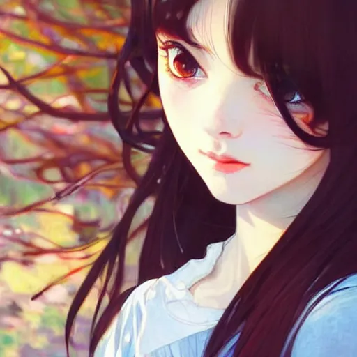 Image similar to a beautiful youth teenage psychotic skinny popular girl in school, angry eyes, soft skin, magnificent art by ilya kuvshinov, claude monet, range murata, artgerm, norman rockwell, alphonse mucha, highly detailed intricately sharp focus, bedroom eyes trending on pinterest, tiktok 4 k uhd image