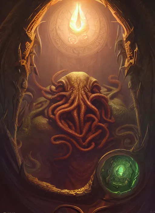 Image similar to cthulhu, deep focus, d & d, fantasy, intricate, elegant, highly detailed, digital painting, artstation, concept art, matte, sharp focus, illustration, hearthstone, art by artgerm and greg rutkowski and alphonse mucha