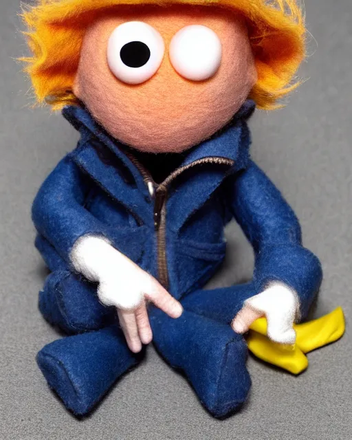 Image similar to jesse pinkman as a muppet. highly detailed felt. hyper real photo. 4 k.