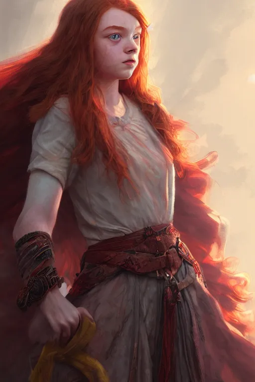 Prompt: goddess of the scarlet rot sadie sink, highly detailed, digital painting, artstation, concept art, smooth, sharp focus, illustration, unreal engine 5, 8 k, art by artgerm and greg rutkowski and edgar maxence