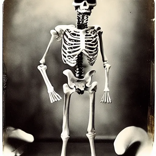 Image similar to skeleton drummer, wild, flash polaroid photo by george hurrell,