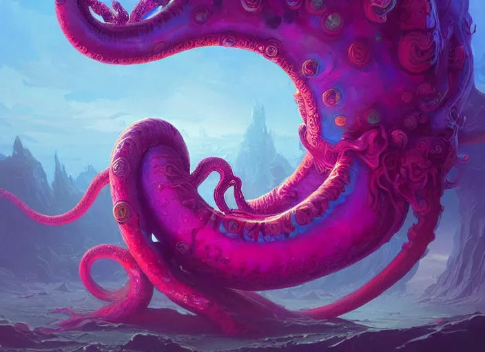 Prompt: A psychedelic shadowghast enormous tentacle , vibrant color scheme, highly detailed, in the style of romanticism, cinematic, artstation, Moebius, Greg rutkowski