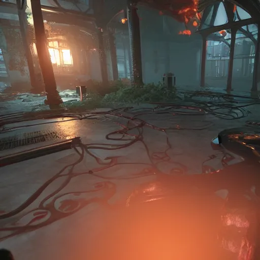 Image similar to lovecraftian fps on unreal engine 5