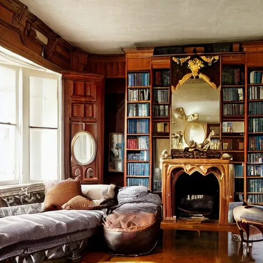 Prompt: a seductive bachelor pad from the 1790s
