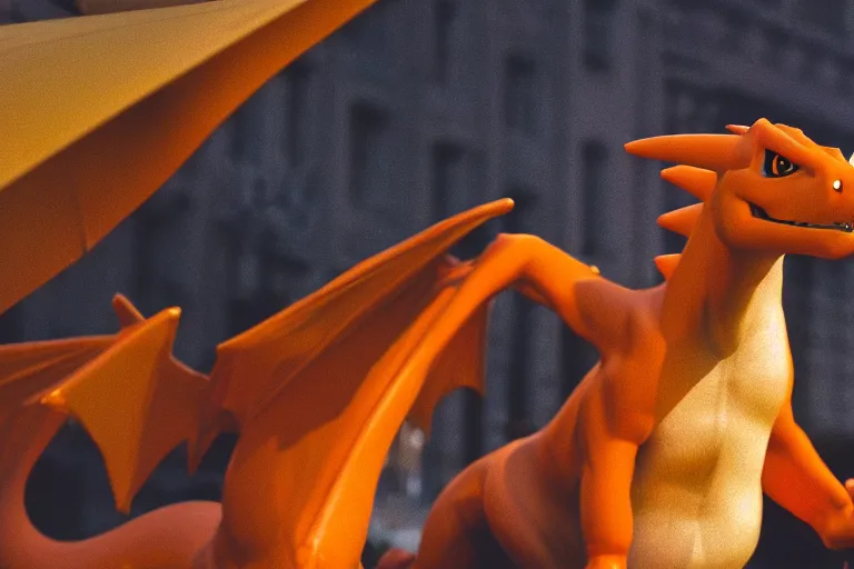 Image similar to closeup potrait of charizard on broadway, natural light, sharp, detailed face, magazine, press, photo, Steve McCurry, David Lazar, Canon, Nikon, focus