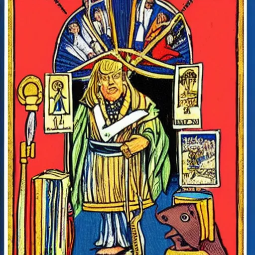 Prompt: Donald Trump in Thoth tarot deck, style of Lady Frieda Harris, 4K