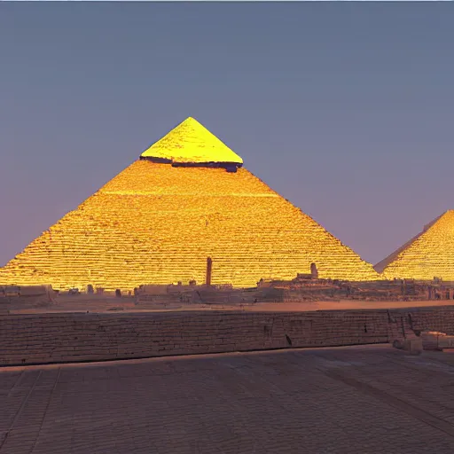 Image similar to cyberpunk future digital Giza pyramids