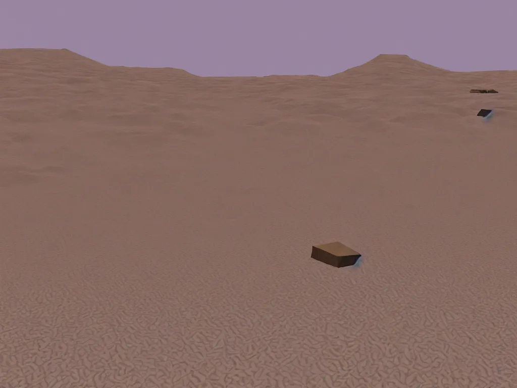 Image similar to Dune by Villeneuve as a PS1 third person video game, low poly