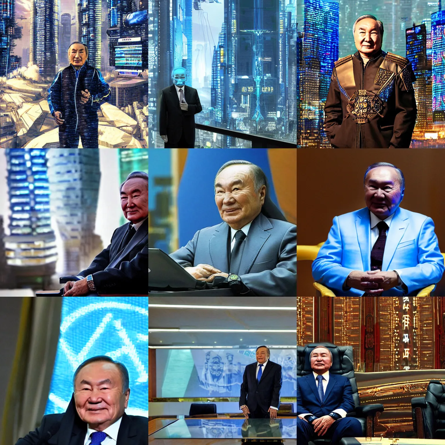 Prompt: Cyberpunk Nursultan Nazarbayev