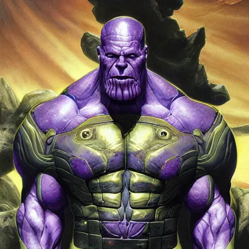 Image similar to Thanos, artwork by Dave Dorman,