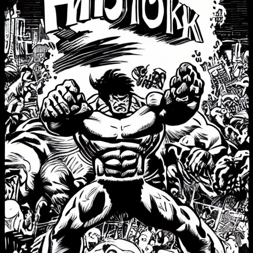 Image similar to mcbess illustration of the hulk fighting Thor