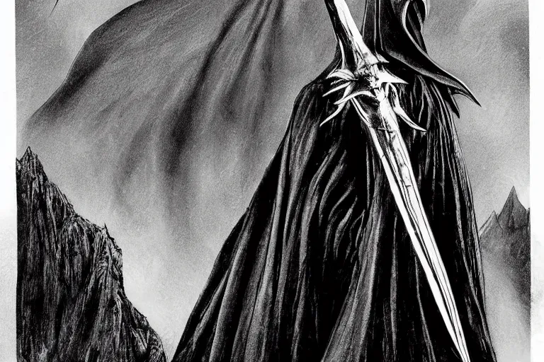 Prompt: The Lord of the Rings: a young, winged Nazgul.