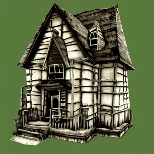 Image similar to The Haunted House on the Hill by Ed Binkley, low poly style.