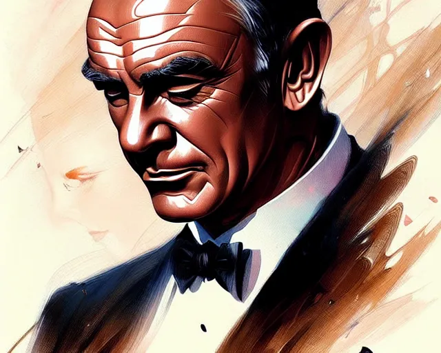 Image similar to James Bond Sean Connery, art nouveau, fantasy, intricate flower designs, elegant, highly detailed, sharp focus, art by Artgerm and Greg Rutkowski and WLOP