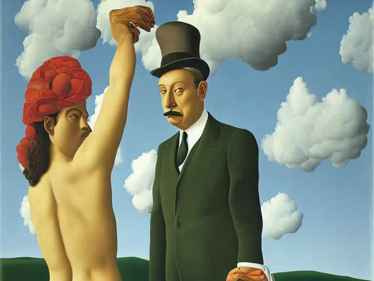 Prompt: painting by rene magritte and salvador dali, high detail, high resolution