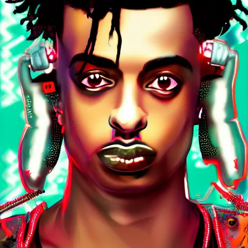 Image similar to playboi carti in cyber punk style digital art 4 k detailed super realistic