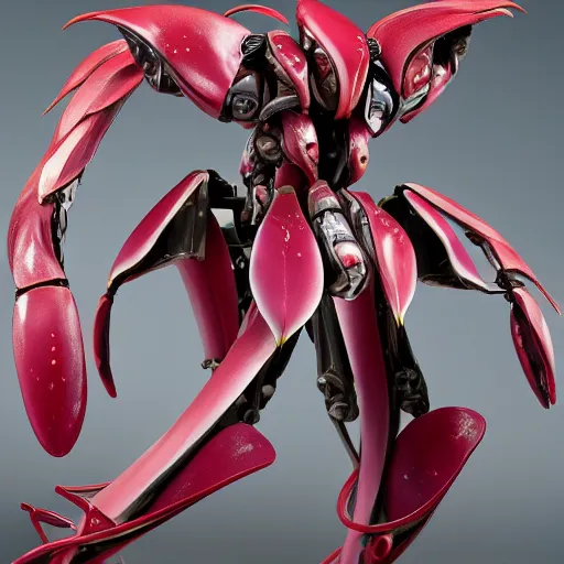 Prompt: futuristic nepenthes mecha pitcher plant body, sepals forming helmet, floral details, nepenthes, 8 k hd resolution, barbatos gundam with floral inlay, bandai box art, star wars, makoto kobayashi, frank gehry, raymond swanland