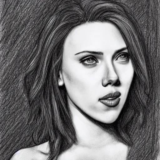 Image similar to a pencil scetch of scarlett johansson