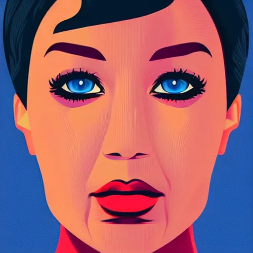 Image similar to a woman's face with a blue background, vector art by tom whalen, featured on behance, pixel art, flat shading, black background, character