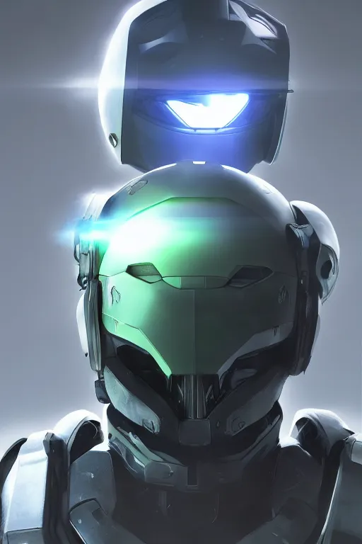 Image similar to robot ninja mask helmet halo master chief radiating a glowing aura global illumination ray tracing hdr fanart arstation by ian pesty and katarzyna da „ bek - chmiel