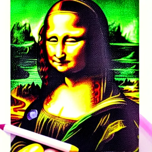 Image similar to child drawing of mona lisa.