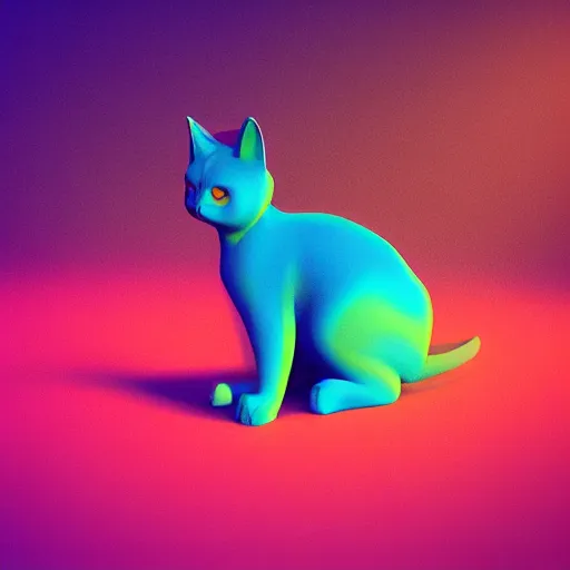 Prompt: “3d rainbow cat character by Beeple, side view”