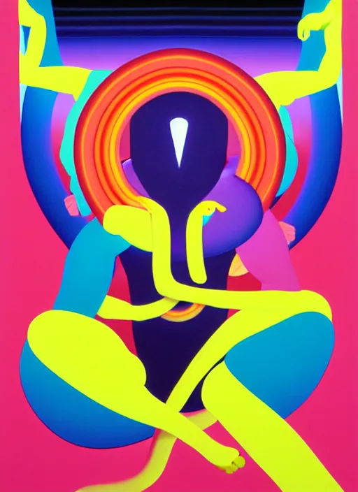 Prompt: yoga by shusei nagaoka, kaws, david rudnick, airbrush on canvas, pastell colours, cell shaded, 8 k