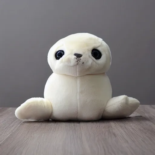 Image similar to evil baby seal plush toy,