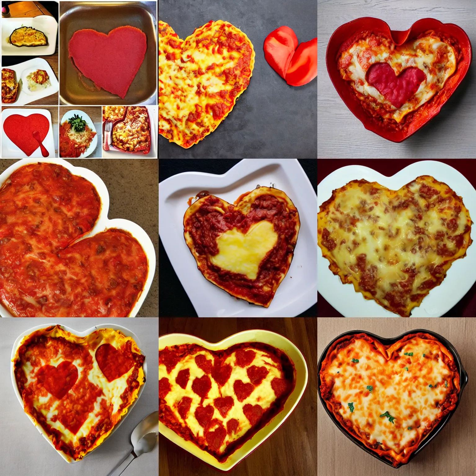 Prompt: heart - shaped lasagan