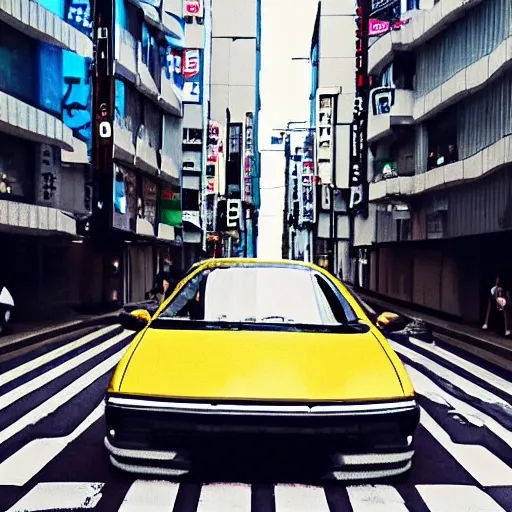 Prompt: a beautiful pixelart of a car parked in a street of Tokyo, upside shot