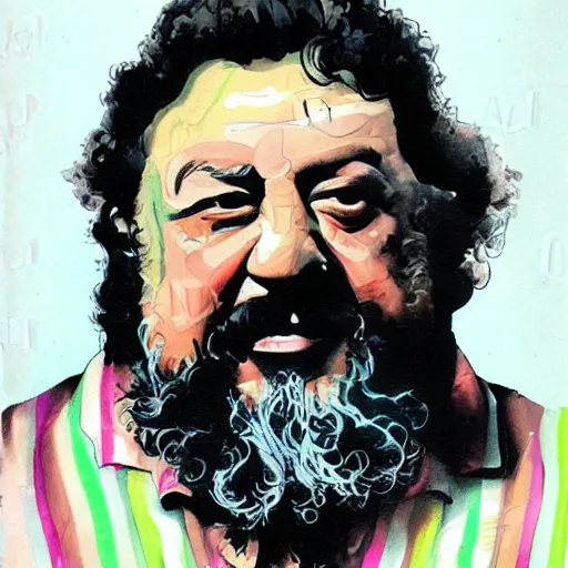 Image similar to a portrait of Lou Albano,extremely detailed multiple unique different art styles.