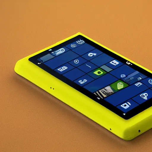 Image similar to a detailed render of a 2 0 2 2 yellow nokia lumia phone