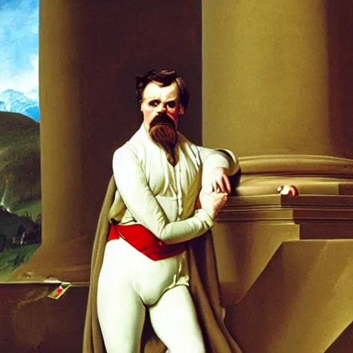 Image similar to Nietzsche in Switzerland, painted by Jacques Louis David