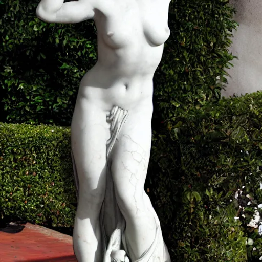 Image similar to a marmor statue of Mila Kunis by Michelangelo