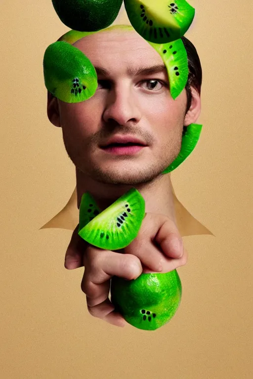 Prompt: 📷 joe keery as kiwi fruit 🥝, made of food, head portrait, dynamic lighting, 4 k