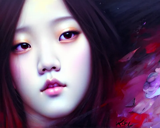 Prompt: jisoo from blackpink, portrait, hyperrealistic, highly detailed, deep focus, elegant, digital painting, smooth, sharp focus, illustration, ultra realistic, 8 k, art by karol bak and agnes cecile