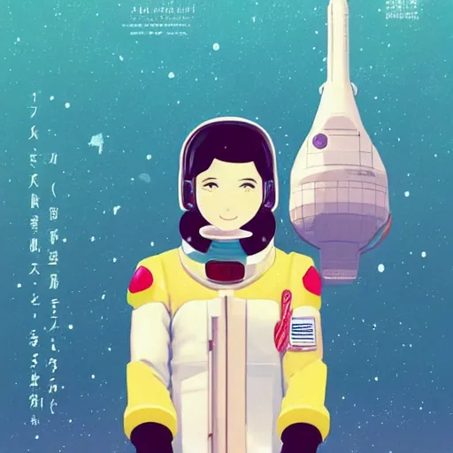 Image similar to model pixar kim kardashian light novel illustration as an astronaut by makoto shinkai by victo ngai by