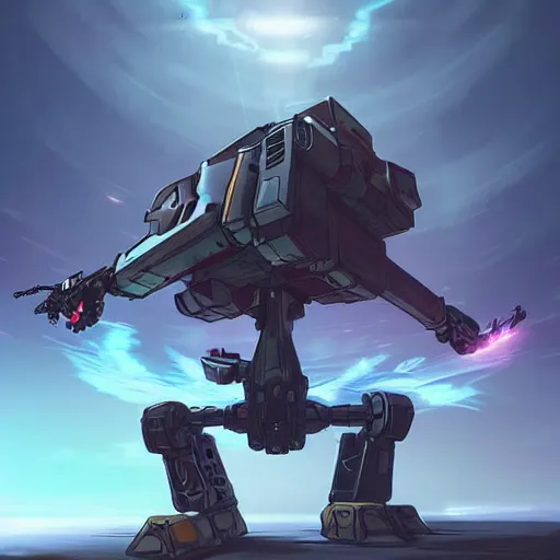 Image similar to weaponized combat mecha in the style of beeple and cyril rolando