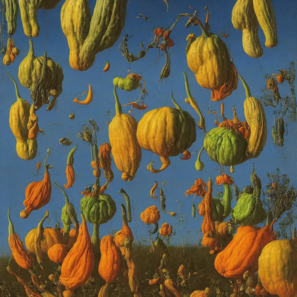 Image similar to a single! colorful! tall thin gourd fungus clear empty sky, a high contrast!! ultradetailed photorealistic painting by jan van eyck, audubon, rene magritte, agnes pelton, max ernst, walton ford, andreas achenbach, ernst haeckel, hard lighting, masterpiece