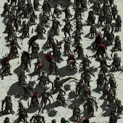 Image similar to Horde of the undead, with the faces of Gollum, attacks the castle, top view, flying dragons,